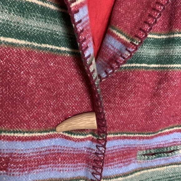 Vintage David Paul New York Southwestern Stripe Winter Wool Blend Blazer Jacket - Picture 5 of 12